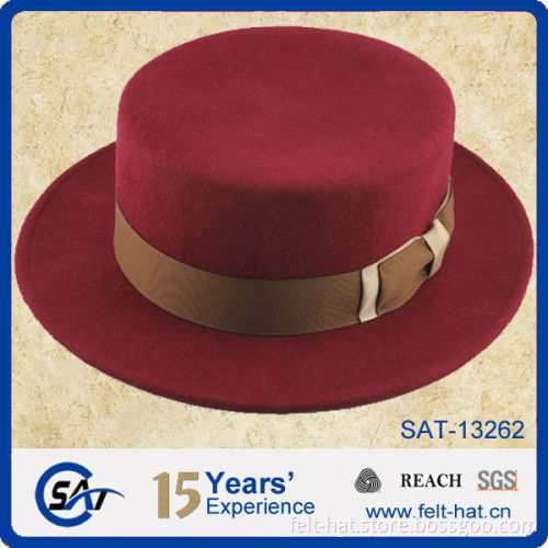 red pure smooth wool felt top hat